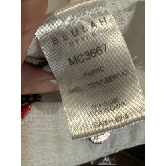 Beulah Style Soleil Embroidered Short Sleeves Button Front Shirt Dress Size L - Picture 5 of 10